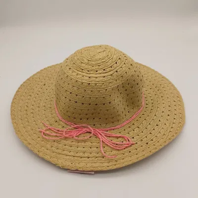 Damen Cap Französisch Sommer Strand Sonnenschirm Sonnenschirm Strohhut mit Schleifeil