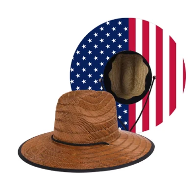 Hochwertige Custom Logo Breite Krempe Sonnenschirm Cowboy Beach Surf Rettungsschwimmer Strohhut für den Sommer