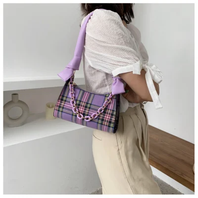 Grid-Muster PU Mode Schulter Dame Handtasche