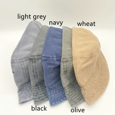 Großhandel Unisex Outdoor Farbe Einstellbare Gewaschen Frauen Custom Cotton Cap Faltbare Fisherman Eimer Hüte
