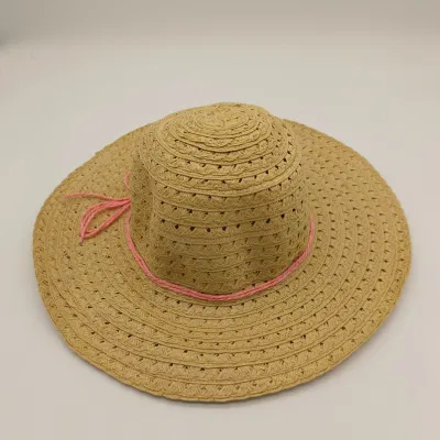 Damen Cap Französisch Sommer Strand Sonnenschirm Sonnenschirm Strohhut mit Schleifeil