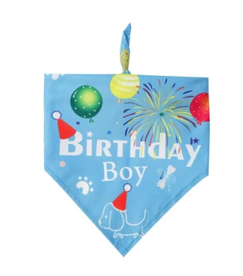 Großhandel Designer Geburtstag Junge &amp; Mädchen Digitaldruck Dekoration Haustier Hundehals Bandana