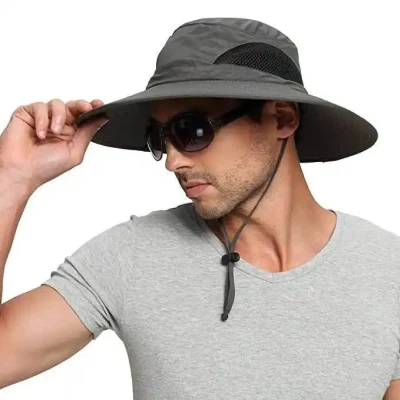 Custom Boonie Eimer Hüte Sommer UV Wasserdicht Angeln Breite Krempe Sun der Fischer Hut mit Strings Sun Hüte für Männer