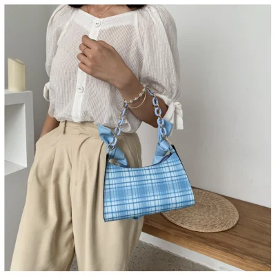 Grid-Muster PU Mode Schulter Dame Handtasche
