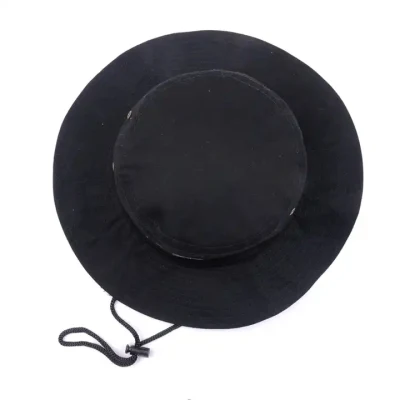 Sommer Großhandel Custom Fisherman Hüte Low MOQ Einfarbig Schwarz Stickerei Designer Bucket Mützen mit breiter Krempe für Herren mit verstellbarer Schnur