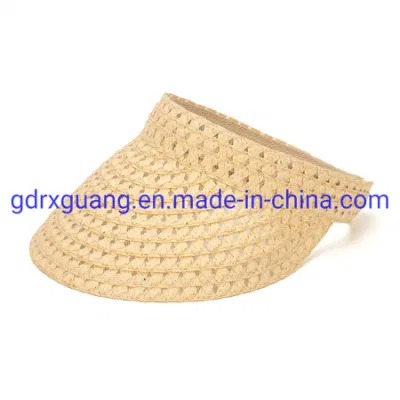 Hochwertige Hand Gewebte Visor Caps Sommer Frauen Custom Stroh Hut