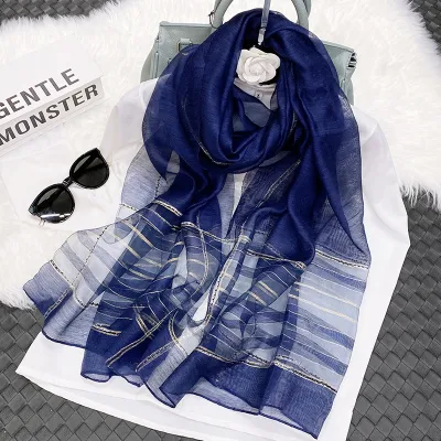 Neu Schal Echte Seide Wolle Frauen Lange Schals Schal Weiblich Hijab Wrap Sommer Strand Cover-UPS Schals Bandana