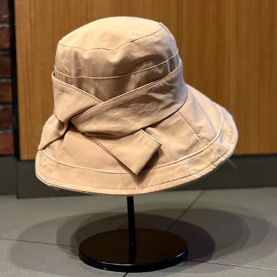 Herren Damen Frühling Sommer Einfache Mode Bogen Big Brim Sonnenschirm Beckenmütze mit Fischerkappe