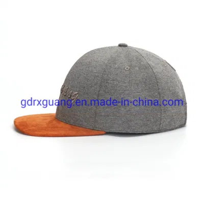 Individuelle Stickerei Logo Wildleder Flache Krempe Snapback Baseball Cap