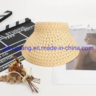 Hochwertige Hand Gewebte Visor Caps Sommer Frauen Custom Stroh Hut