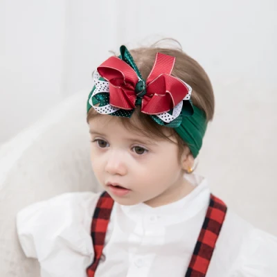 Kinder Haarband Bandana Elastic Nylon Baby Threaded gewebte Schleifen Mädchen Weihnachten Geschenk Baby Gestrickt Stirnband