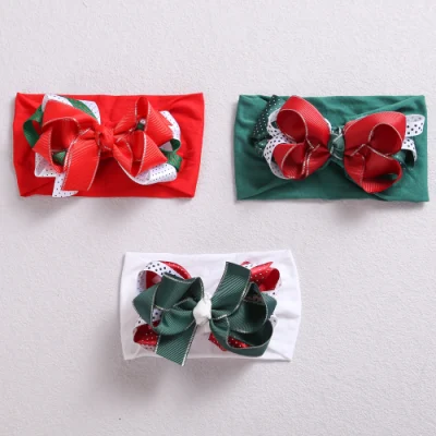 Kinder Haarband Bandana Elastic Nylon Baby Threaded gewebte Schleifen Mädchen Weihnachten Geschenk Baby Gestrickt Stirnband