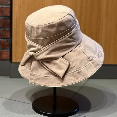 Herren Damen Frühling Sommer Einfache Mode Bogen Big Brim Sonnenschirm Beckenmütze mit Fischerkappe