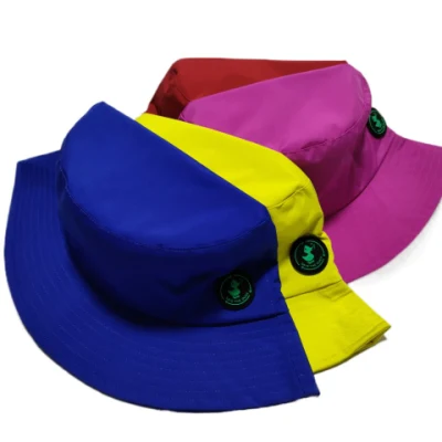 BSCI Großhandel Custom hohe Qualität weißes Leder Gesicht Reversible Fischer Gorras Metallnieten Logo Sonnenkappe Unisex Eimer Kappe
