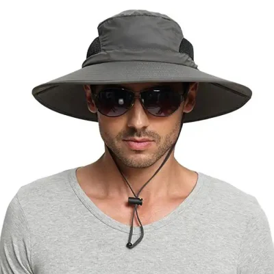 Custom Boonie Eimer Hüte Sommer UV Wasserdicht Angeln Breite Krempe Sun der Fischer Hut mit Strings Sun Hüte für Männer