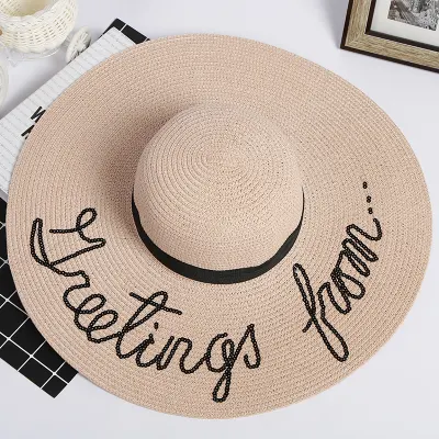 Breiter Krempe Frauen Großhandel Custom Sommer Strand Sonne Floppy Papier Strohhut