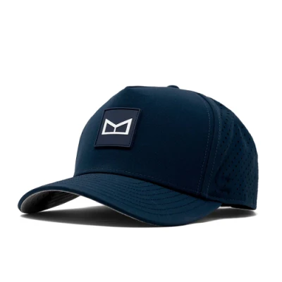 Hochwertige Custom 5 Panel Gummi PVC Logo Seil Baseball Cap, Wasserdichte Laser Cut Hole perforierte Hut, Performance Golf Papa hat
