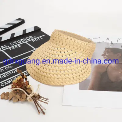 Hochwertige Hand Gewebte Visor Caps Sommer Frauen Custom Stroh Hut