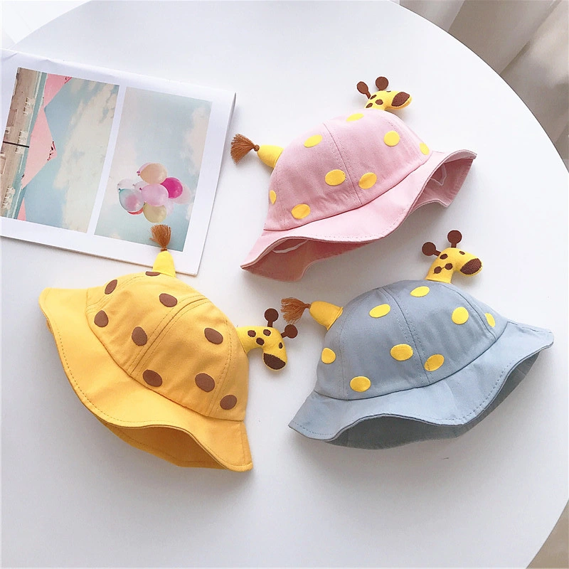 Cute Giraffe Children&prime;s Bucket Hat Polka DOT Print Barrel Hat