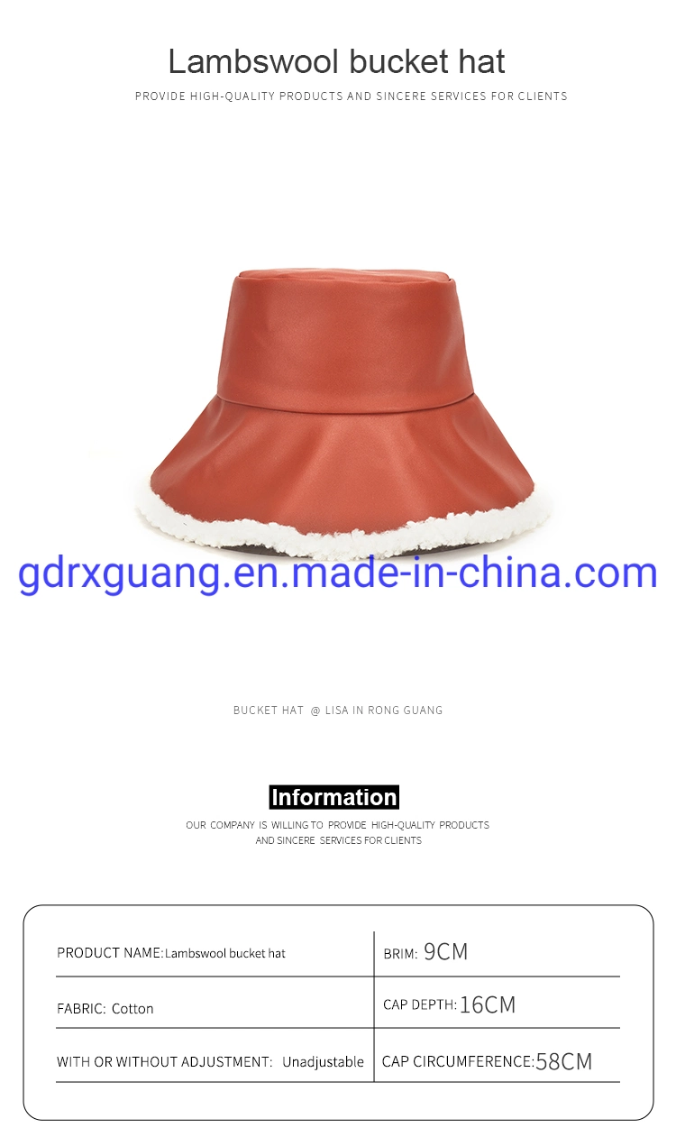 Wholesale Plush Fluffy Custom Warm Winter Leather Fur Bucket Hat