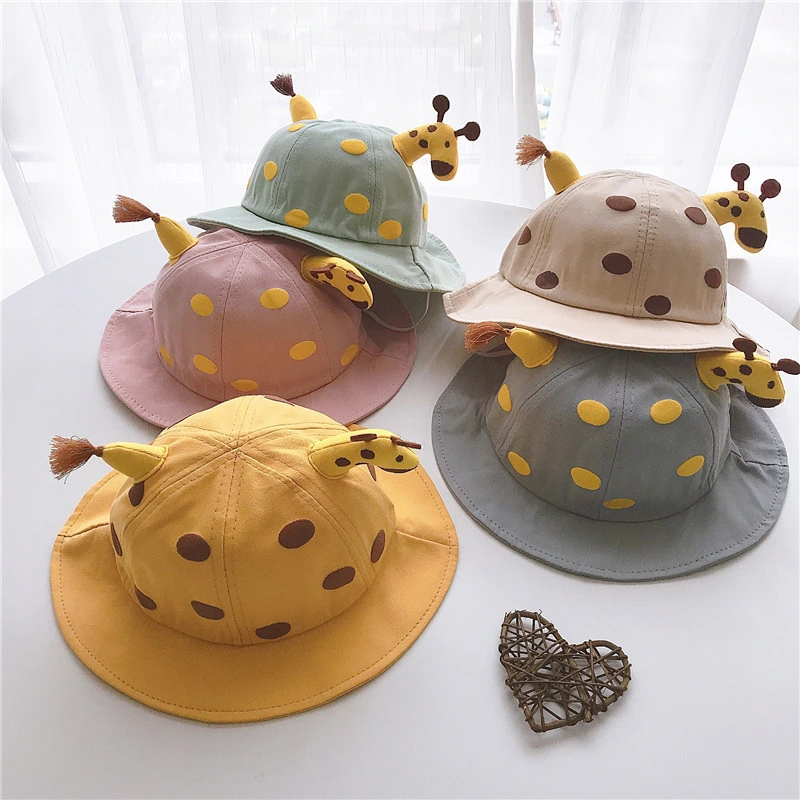 Cute Giraffe Children&prime;s Bucket Hat Polka DOT Print Barrel Hat