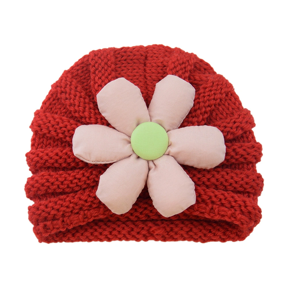 Wholesale Baby Kids Knitted Turban Hat with Big Flower Front