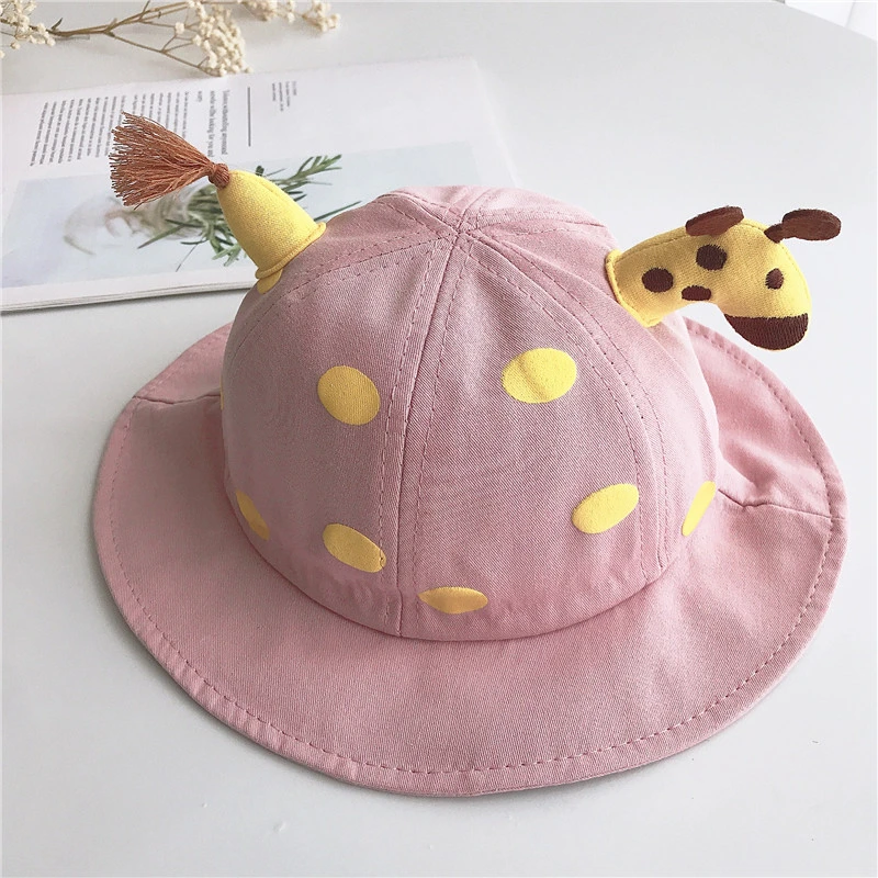 Cute Giraffe Children&prime;s Bucket Hat Polka DOT Print Barrel Hat