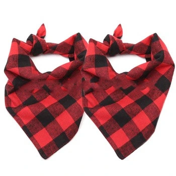 Hanyang Pet Products Pet Accessories Custom Plaid Pet Bandana Dog Saliva Towel Collar Dog Bandana