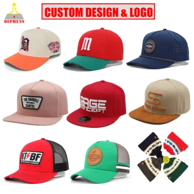 Personalizado al por mayor Sun Visor Deportes ajustado algodón Corduroy espuma de invierno Moda 3D bordado Printed Golf Snapback Trucker Bucket Béisbol Bañe Gorras Gorra