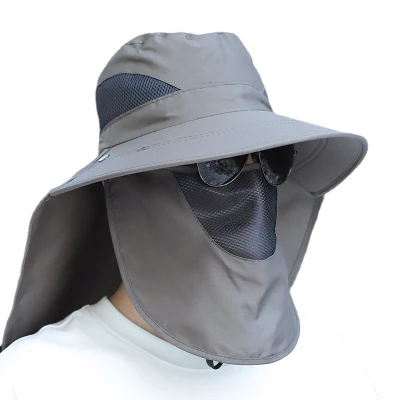 Protector de cuello de color sólido transpirable resistente a los rayos UV y a los insectos en exteriores Sombrero de pesca