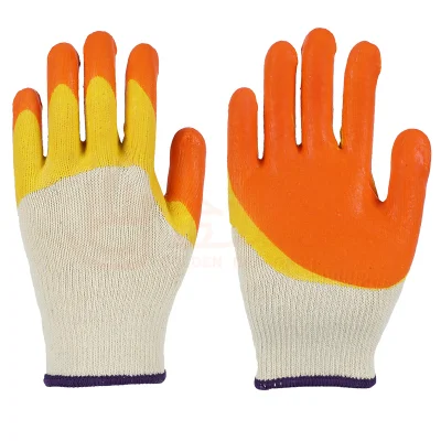  Guantes de algodón directos de fábrica LATEX suave caucho Palm Coated Rough Guantes de trabajo de seguridad de agarre