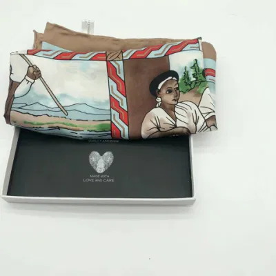  Custom Hand Rolling Hem Fular Women impresión digital de un lado 86*90 cm Fular 100% seda