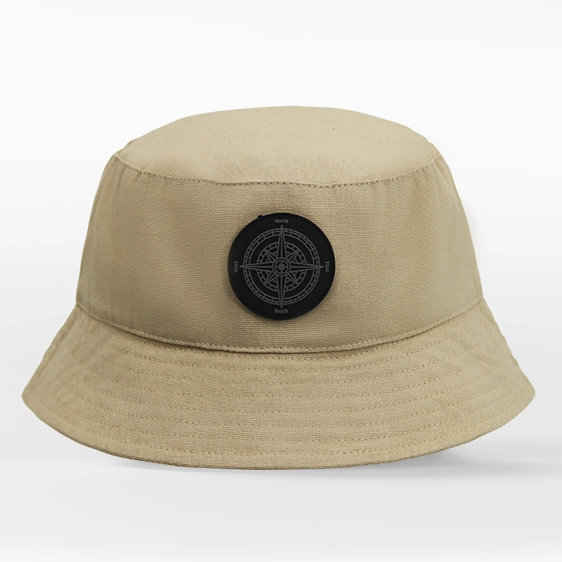 New Design Simple Fashion Blank Fisherman Sun Hat Plain Color Cotton Custom Leather Patch Mens Bucket Hat