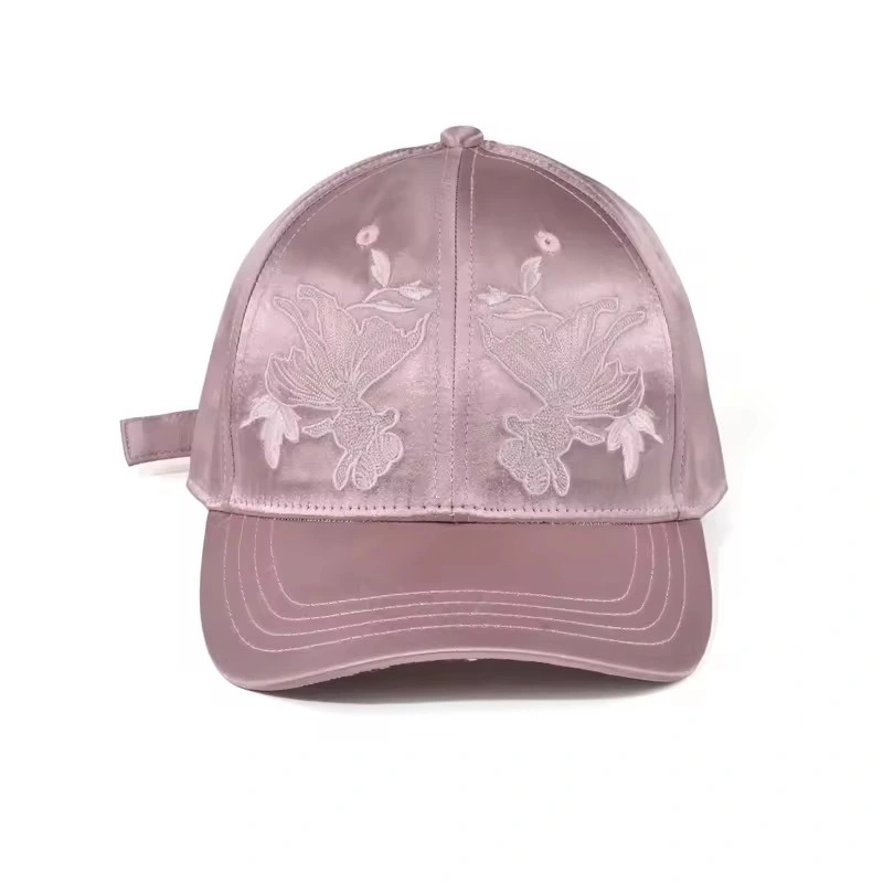 Trendy Plain Embroidered Silk Satin Baseball Cap Hat