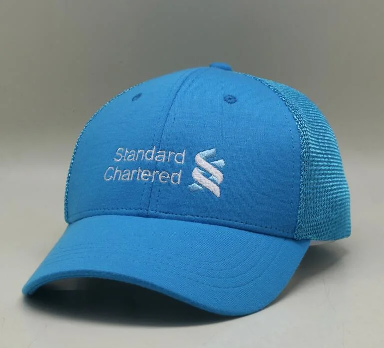 CVC Cotton Blue Baseball Cap with Elastic Rope Mesh