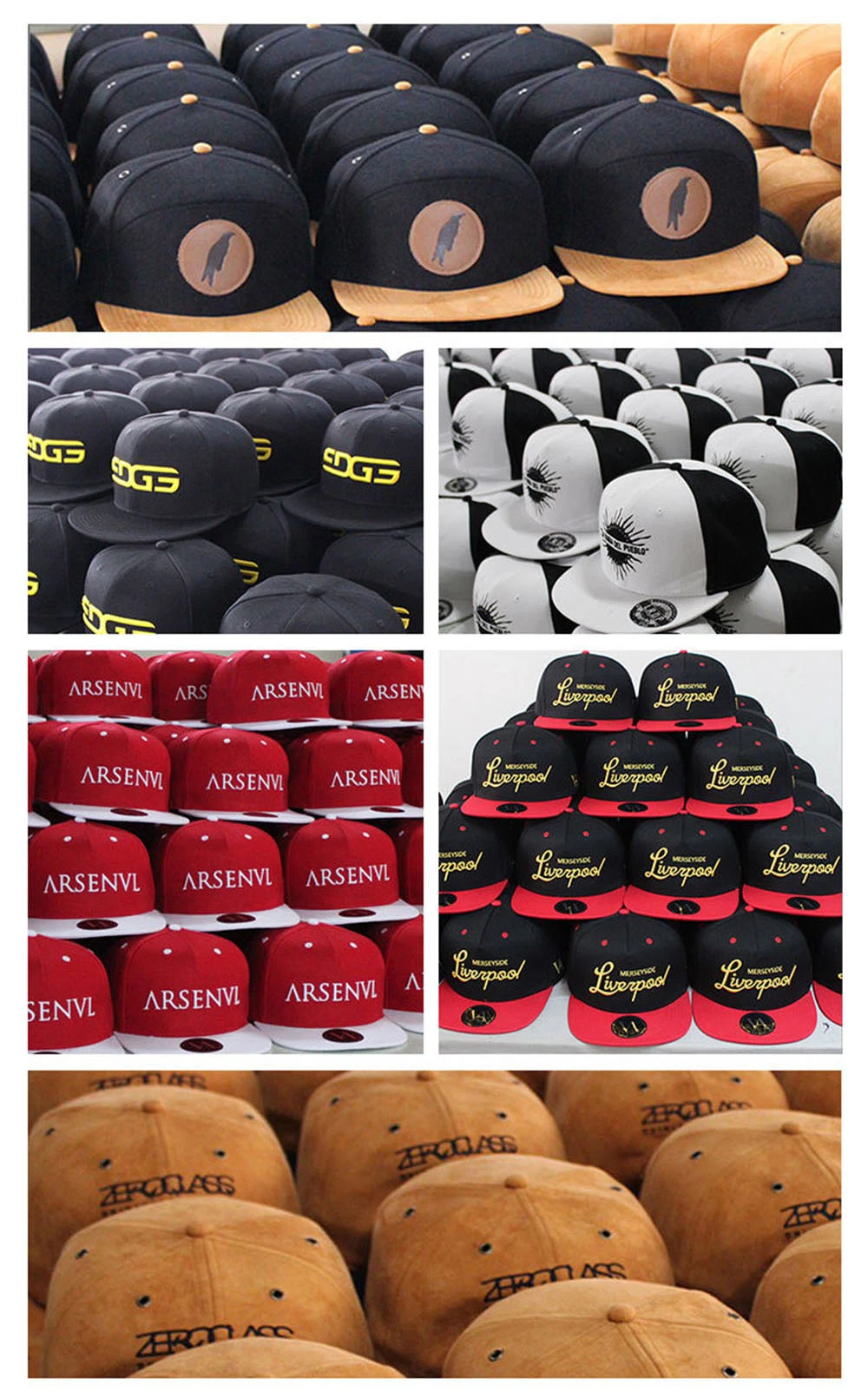 Factory Custom Flat Brim Printed Cap Snap Back Hats 3D Embroidery Black Snapback Cap