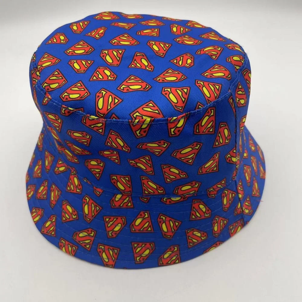 Superman Cap Kids Multicolor Full Printed Cotton Bucket Hat with Lining