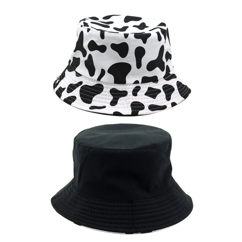 Fashion New Style Cows Printing Cotton Bucket Hat Reversible Fisherman Hat Sports Hat