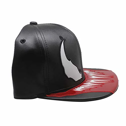 Lightweight Adjustable Fashion Hip Hop PU Leather Snapback Cap for Man Women with Venom Pattern