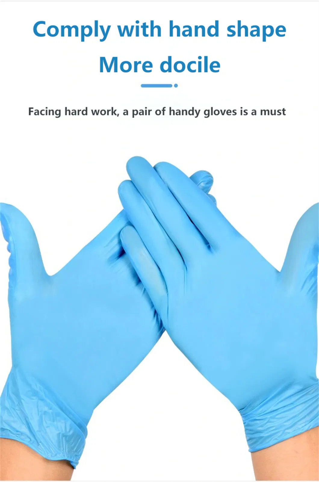 Blended Nitrile Gloves Safety Examination Gloves Blue Dental Gloves