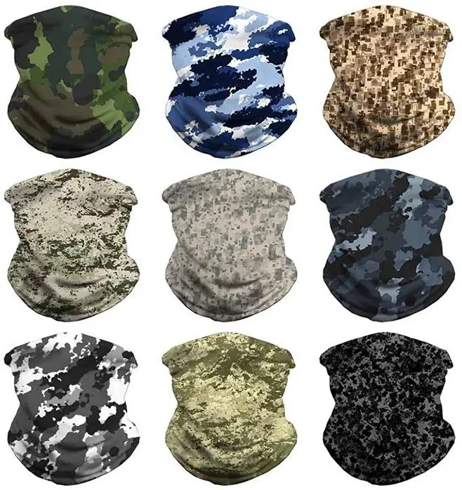 Wholesale Adjustable Custom Uniex Polyester Mask Neck Tube Outdoor High Quality Camouflage Bandana