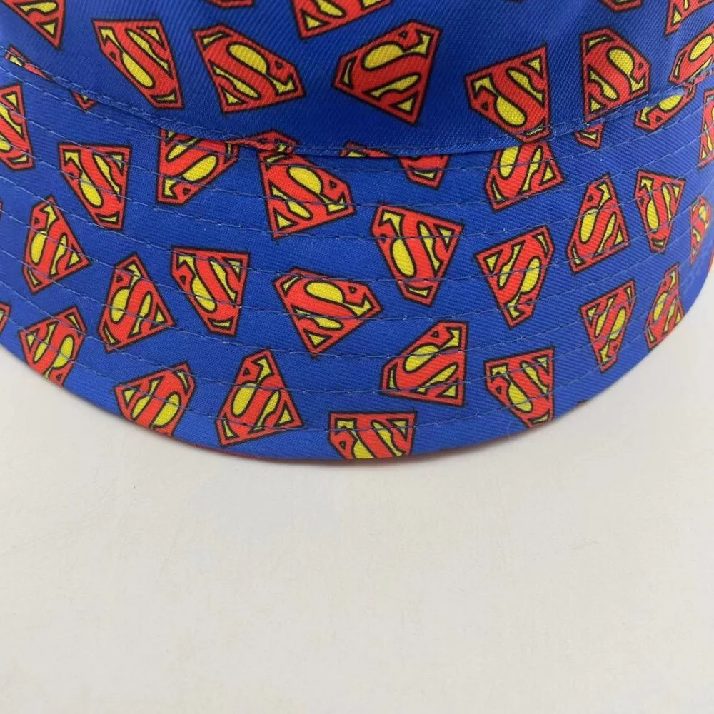 Superman Cap Kids Multicolor Full Printed Cotton Bucket Hat with Lining