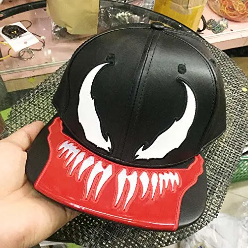 Lightweight Adjustable Fashion Hip Hop PU Leather Snapback Cap for Man Women with Venom Pattern