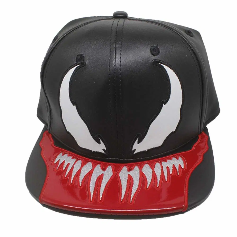 Lightweight Adjustable Fashion Hip Hop PU Leather Snapback Cap for Man Women with Venom Pattern