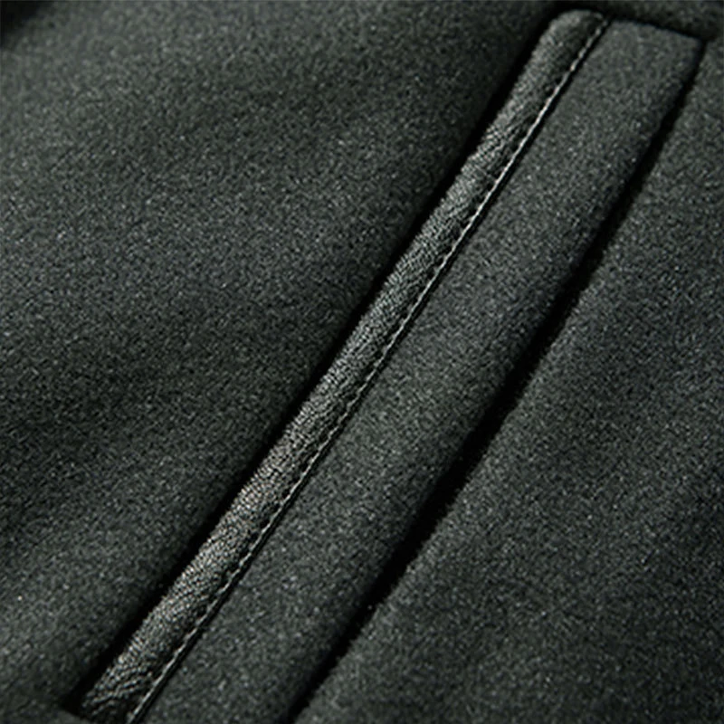 Winter Custom Made Plain Black Leather Wool Bomber Jacket