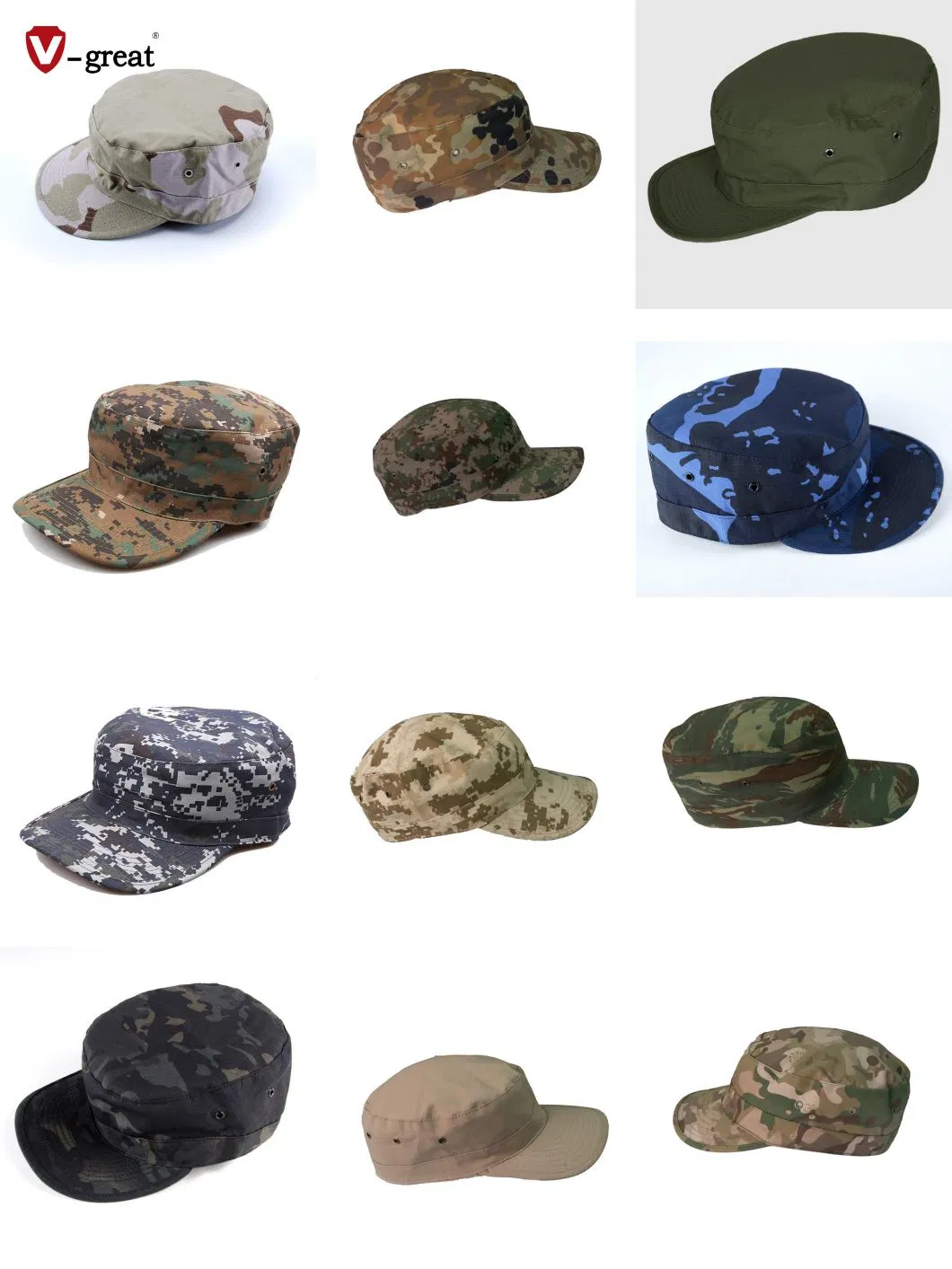 Outdoor Tactical Military Training Flat Top Camouflage Colorful Cadet Soldier Caps