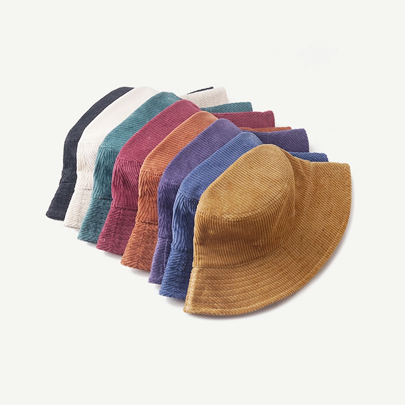 Wholesale Custom Classical Outdoor Dad Hat Warm Downturned Brim Flat Crown Corduroy Hat