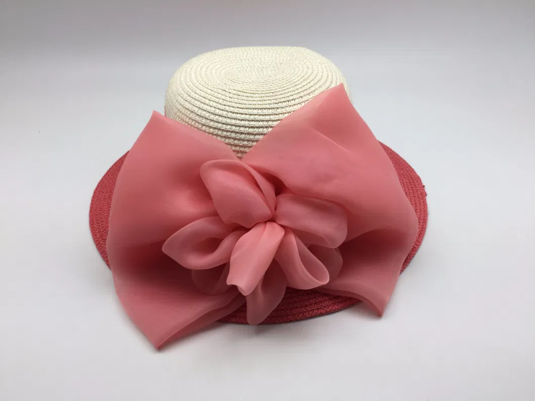 2 Color Paper Braid Big Flower Bucket Hats for Women