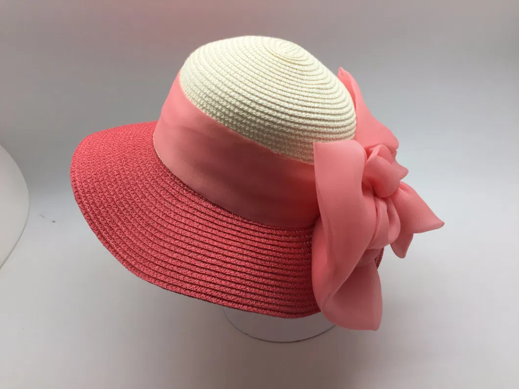 2 Color Paper Braid Big Flower Bucket Hats for Women