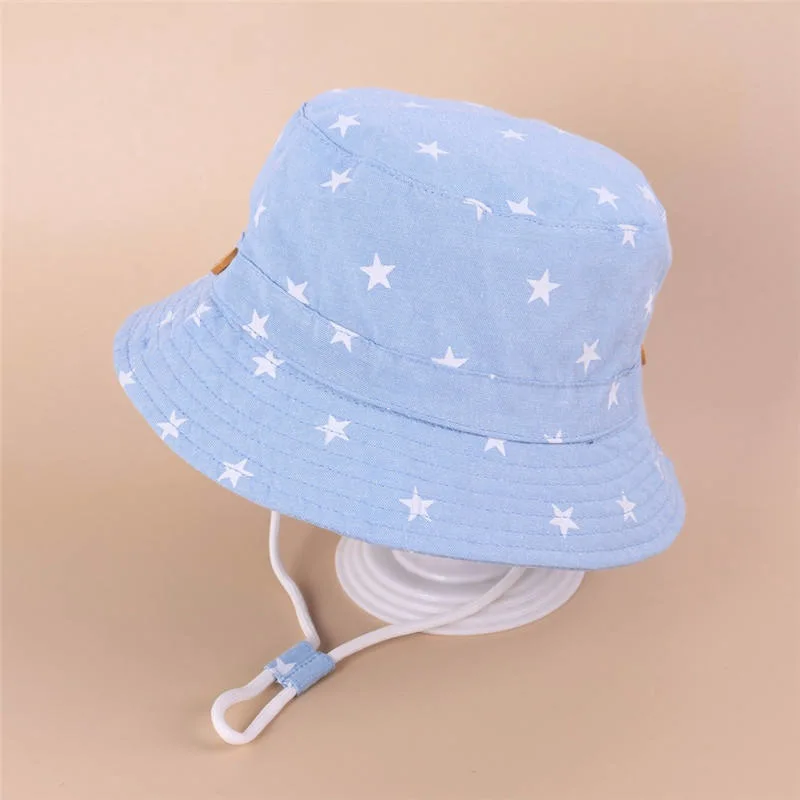 Summer Kids Sun Hat Cartoon Animal Printed Wide Brim Children Girls Boys Bucket Hat Cap